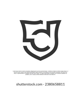 Logo design initial letter with shield for business creative concept Premium Vector