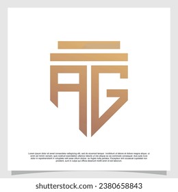 Letra inicial de diseño de logotipo con el escudo para el concepto creativo de empresa Vector Premium