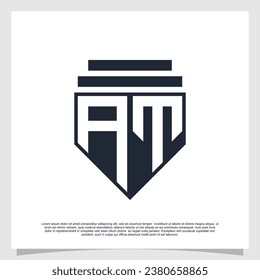 Logo design initial letter with shield for business creative concept Premium Vector