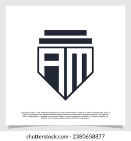 Logo design initial letter with shield for business creative concept Premium Vector