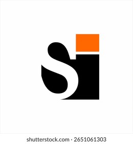 Design do logotipo da letra inicial SI com símbolo de gota d'água.
