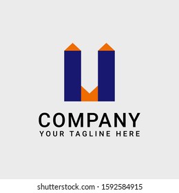 Logo Design Of initial Letter U With blue and orange Color