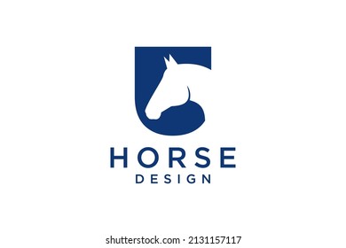 The logo design with the initial letter U is combined with a modern and professional horse head