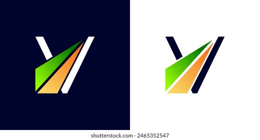 logo design Initial letter V financial marketing, financial, business with arrow direction logo vector illustration