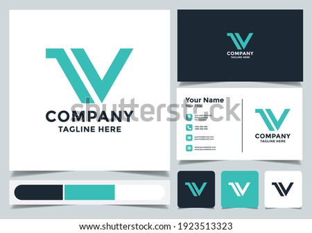 Logo design of initial letter V with business card. A unique, exclusive, elegant, professional, clean, simple, modern logo. Suitable for your business, company, etc.