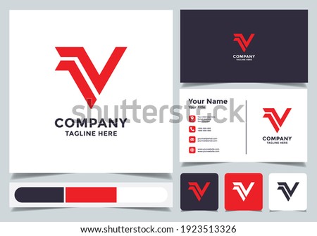 Logo design of initial letter V with business card. A unique, exclusive, elegant, professional, clean, simple, modern logo. Suitable for your business, company, etc.