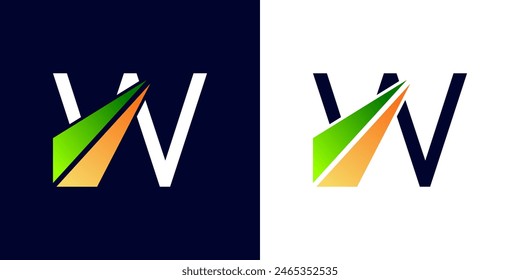 Diseño de logotipo Letra inicial W marketing financiero, financiero, negocios con Ilustración vectorial de logotipo de dirección de flecha