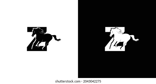 Logo design with the initial letter Z combined with the symbol of a horse is modern and professional