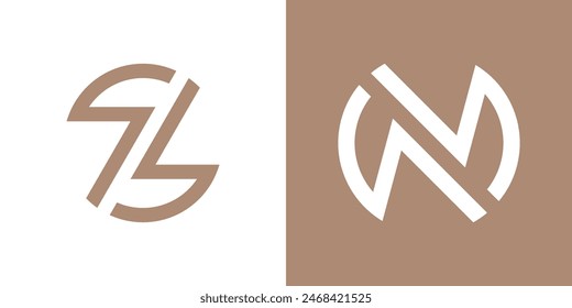 Logo design initial letters Z and N circle shape. Premium Vector