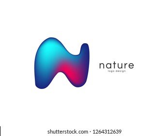 Logo design with initial N. Fluid style icon design.