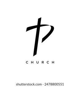 logo design initial P and cross symbol