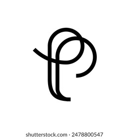 logo design initial P outline forms the head and trunk of an elephant