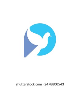 logo design initial P with pigeon in negative space