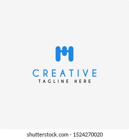 logo design with the initials letter M in blue