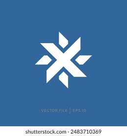 diseño del logotipo con iniciales letra X, símbolo de la brújula