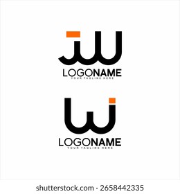 Logo Design Initialen Buchstaben JW, W, WJ.