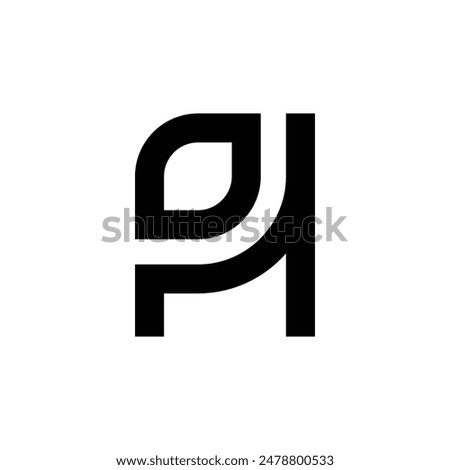 logo design initials PH HP outline with leaves