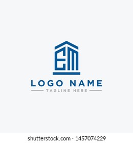 logo design inspiration for companies from the initial letters of the EM logo icon. -Vector