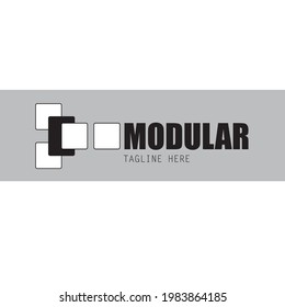 Logo design inspiration with geometric shape, square and rectangular in monochrome, black and white color.