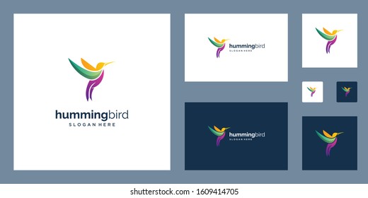 logo design inspiration hummingbird with colorful designs