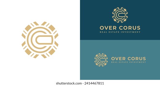 logo design inspiration for a real estate investment and management company from abstract letters O and C isolated with abstract golden ornament in circle shape also suitable for the brand or company