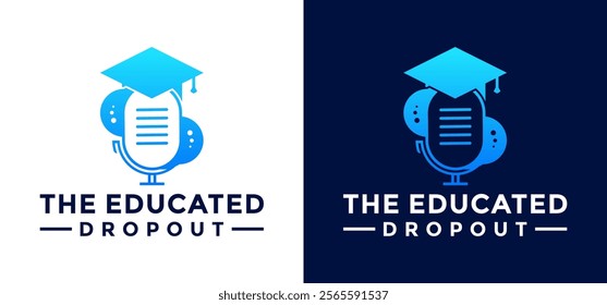 Logo design inspiration for University, College, Postgraduate, Campus, Education. and microphone logo. icons for Business, and education. Flat Vector Logo Design.