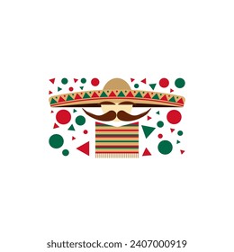 logo design inspired by Mexico flag colors and traditional clothes, suitable for food restaurants, cafes, spices and Mexican brand designs - editable eps file