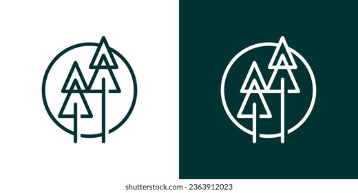 logo design inspired by a pine tree in a circle made in a minimalist line style.