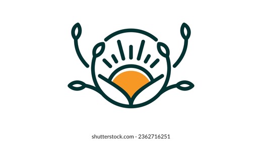 logo design inspired by plants combined with the sun.