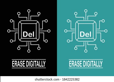 Logo Design for internet Company. An illustration of 'Delete' computer keyboard tut with the digital world network