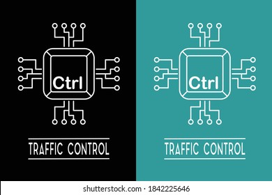 Logo Design for internet Company. An illustration of 'Control' computer keyboard tut among the digital world network