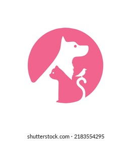 Logo Design with Intertwined Dog, Cat, and Bird