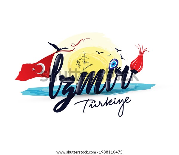 Logo Design Izmir Turkiye Text Stock Vector (Royalty Free) 1988110475