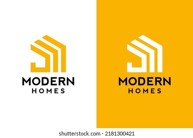 Logo design of J in vector for construction, home, real estate, building, property. Minimal awesome trendy professional logo design template on double background