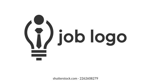 logo design job work people and bulb lamp icon vector illustration