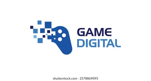 logo design joystick and digital technolgy,control,game,digital,pixels,technology modern,simple,symbol,icon,idea,creative.