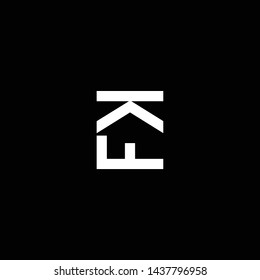 Logo design of K F FK KF in vector for construction, home, real estate, building, property. Minimal awesome trendy professional logo design template on black background.