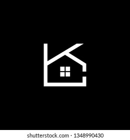 Logo design of K KC CK in vector for construction, home, real estate, building, property. Minimal awesome trendy professional logo design template on black background.