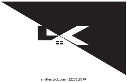 Logo design of K KL LK in vector for construction, home, real estate, building, property. Minimal awesome trendy professional logo design template on black background. l k