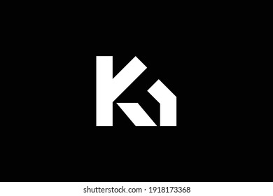 Logo design of K in vector for construction, home, real estate, building, property. Minimal awesome trendy professional logo design template on black background.