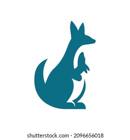 logo design for kangaroos and their children. illustration baby care kangaroo logo design template. animal icon inspiration