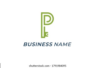 logo design key and letter P