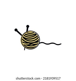 Logo design knitting vector template. Hobby illustration icon. Tangle and spokes.
