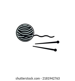 Logo design knitting vector template. Hobby illustration icon. Tangle and spokes.