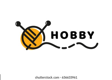 Logo design knitting vector template. Illustration design of logotype woman hobby flat symbol. Tangle and spokes web icon