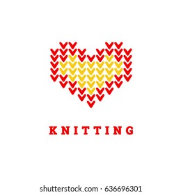 Logo design knitting vector template. Illustration design of logotype woman hobby flat symbol.