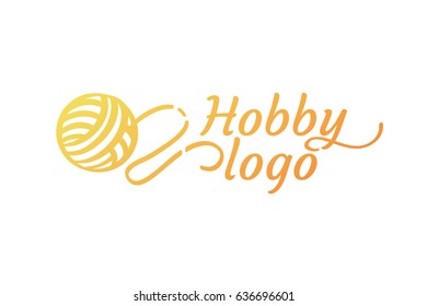 Logo design knitting vector template. Illustration design of logotype woman hobby flat symbol. Tangle and spokes web icon