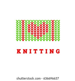 Logo design knitting vector template. Illustration design of logotype woman hobby flat symbol.