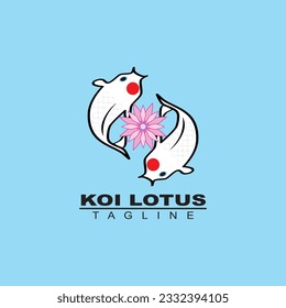 logo design of koi fish circling lotus flower. can be used for fish breeder logos or product logos about fish