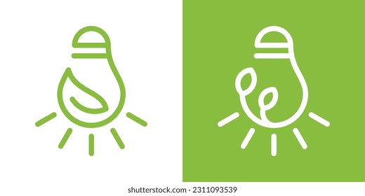 logo design lamp and plant minimalist icon vector illustration
